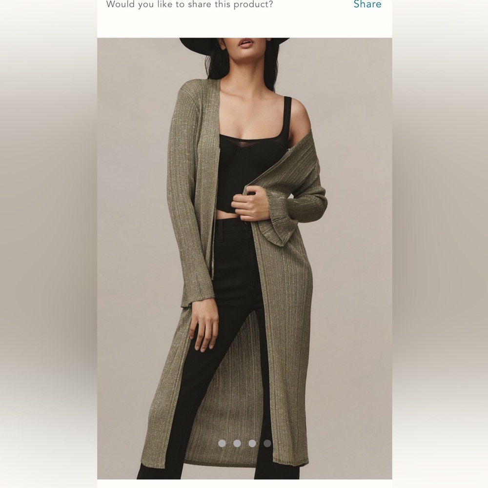By Anthropologie Long Shine Cardigan Sweater-Green-NWT